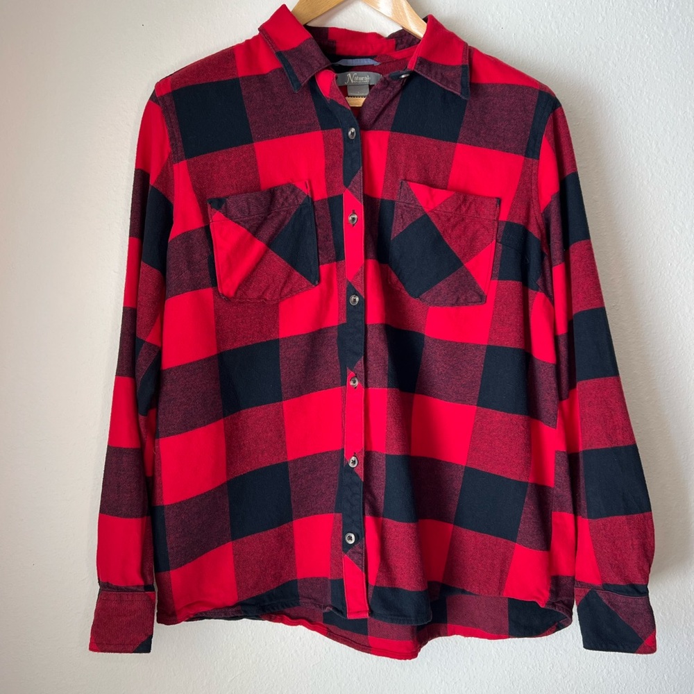 Natural Reflections Red Plaid Flannel 100% Cotton size L